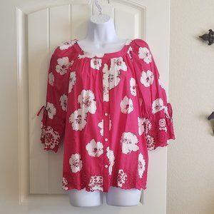 Westbound Rasp Floral Tunic with Bell Sleeves NWT